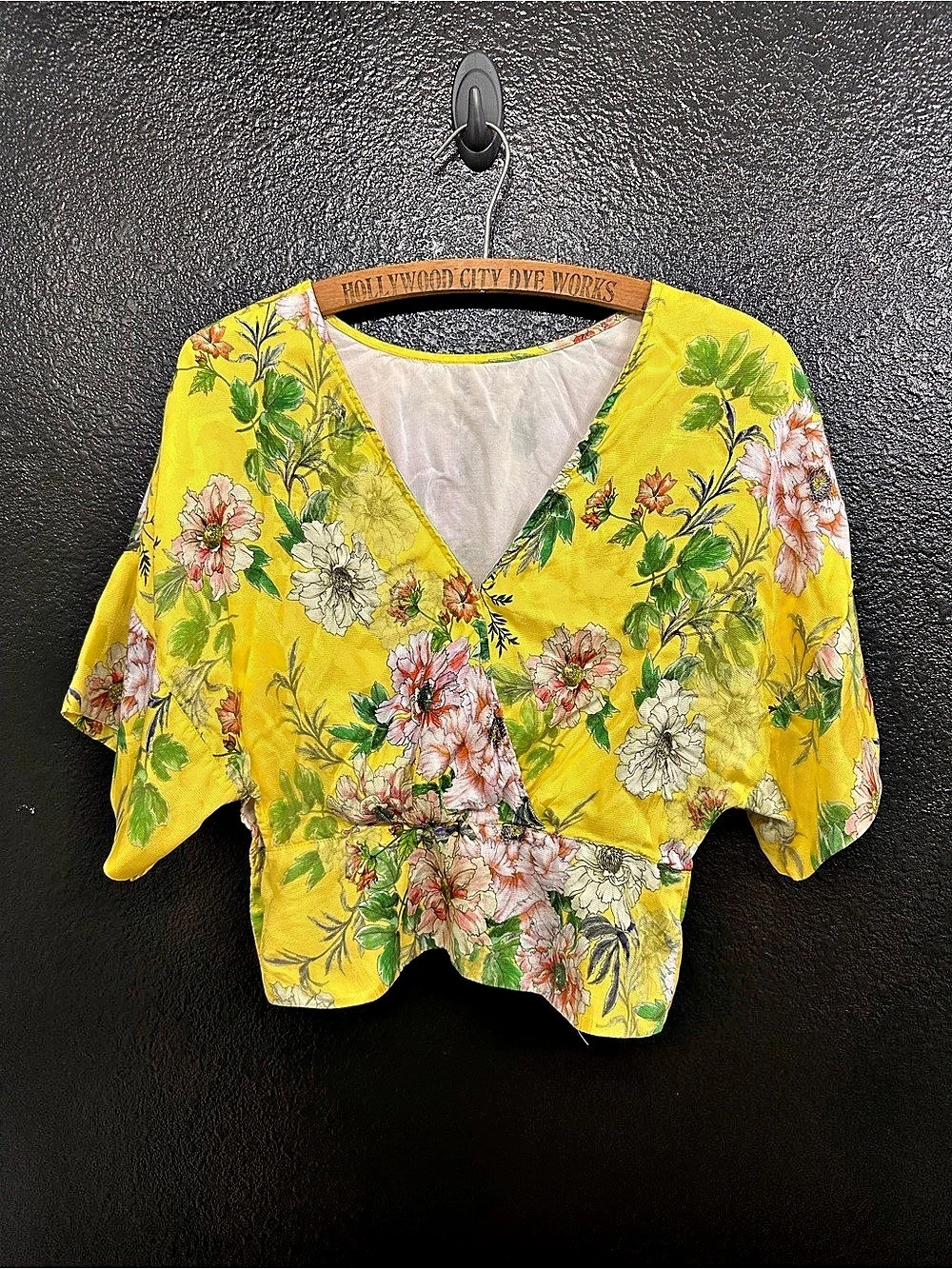 Anthropologie Floral Wrap Blouse in Yellow Size Medium